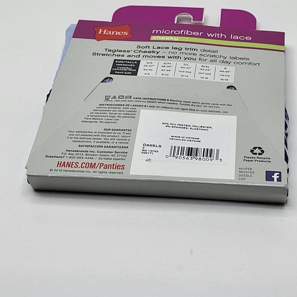 NWT Hanes Cheeky Women’s Microfiber Panties - W/Lace - 2 Pair - Size S/5 - Picture 12 of 12